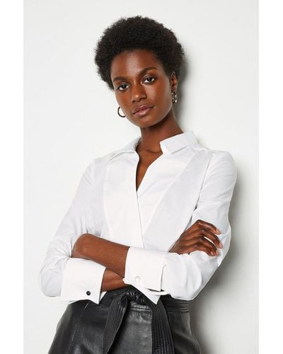 Karen Millen Long Sleeve Tailored Wrap Shirt - White