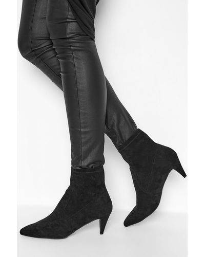 Long Tall Sally Kitten Heel Boots - Black