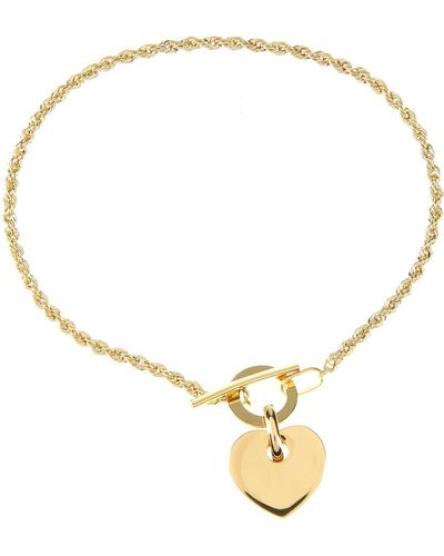 Jewelco London 9ct Gold Rope Charm Bracelet 2mm 7 Inch - Metallic