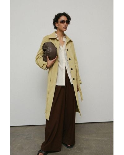 Warehouse Faux Leather Snake Trench Coat - Yellow