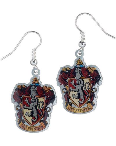 Harry Potter Silver Plated Gryffindor Earrings - White