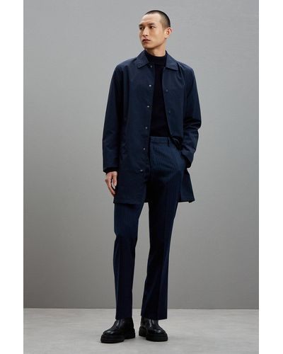 Burton Tailored Denim Pinstripe Trousers - Blue