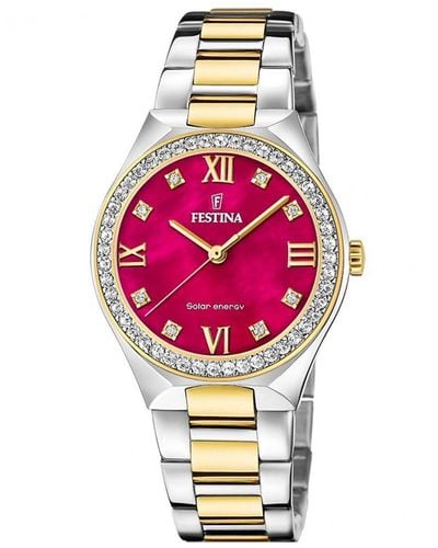 Festina Stainless Steel Classic Analogue Solar Watch - F20659/3 - Pink