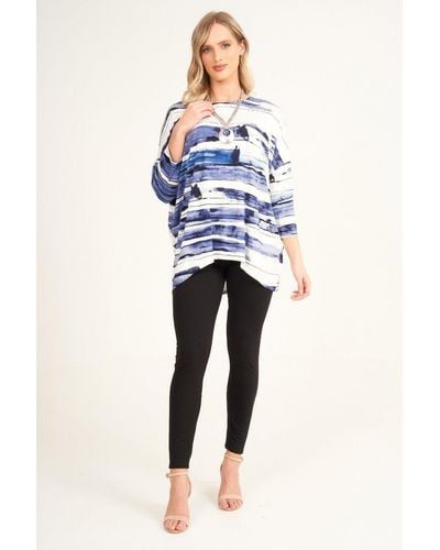 Saloos Relax Fit Abstract Print Top - Blue