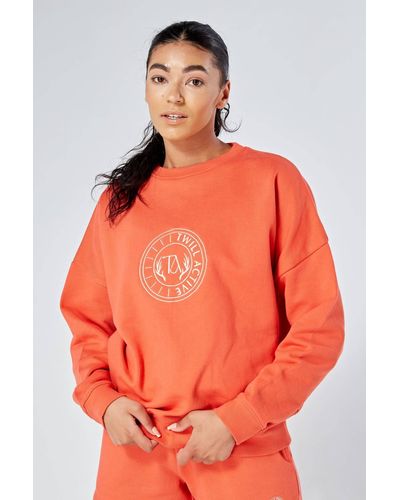Twill Active Essentials Oversized Crewneck Sweatshirt Coral - Orange