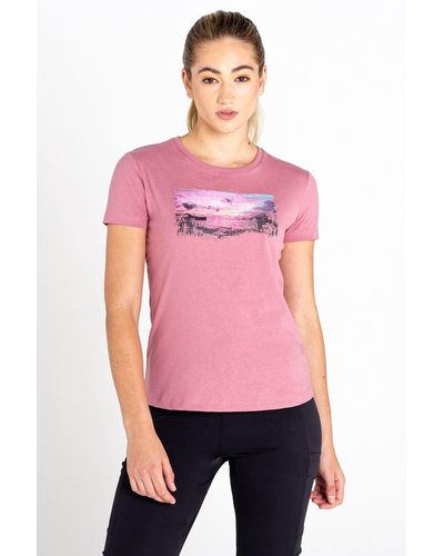 Dare 2b Graphic Cotton 'peace Of Mind' Short Sleeve T-shirt - Pink