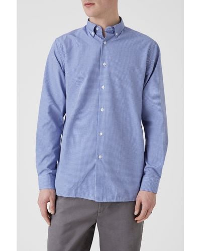 MAINE Long Sleeve Pin Check Shirt - Blue