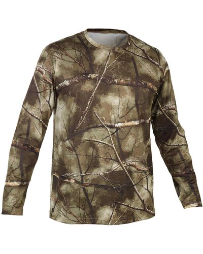 Solognac Decathlon Long-sleeve Breathable T-shirt Treemetic 100 Camouflage - Green