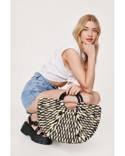 Nasty Gal Woven Top Handle Day Bag - White