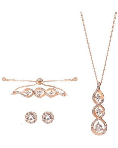 Jon Richard Gift Packaged Rose Gold And Crystal Trio Set - Pink