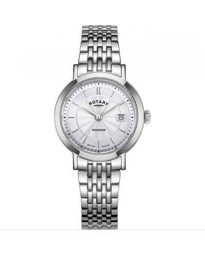 Rotary Windsor Stainless Steel Classic Analogue Quartz Watch - Lb05420/02 - White