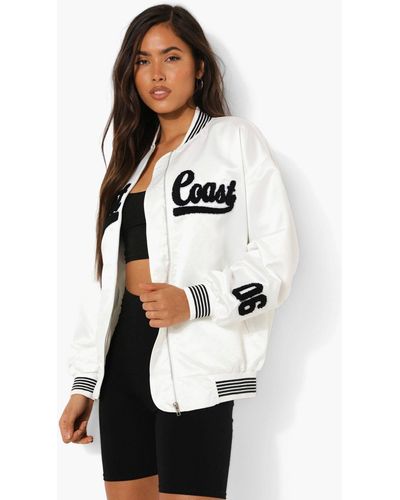 Boohoo West Coast Varsity Jacket - White