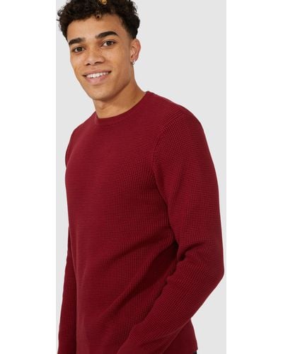 Red Herring Pure Cotton Basket Weave Jumper - Red