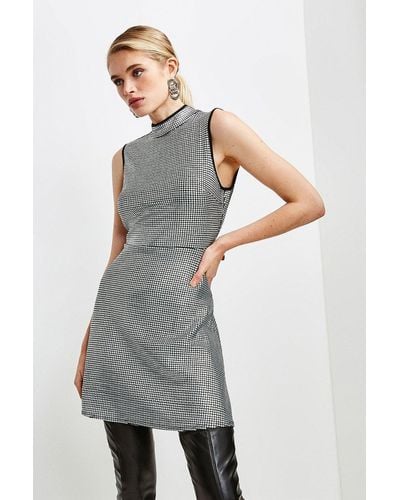 Karen Millen Square Sequin Funnel Neck Jersey Dress - Grey