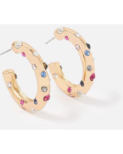 Accessorize New Decadence Gem Hoops - White