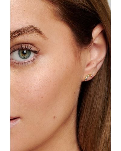 MUCHV Gold Rainbow Stud Earrings - Black