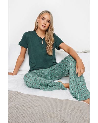 Long Tall Sally Tall Check Print Pyjama Set - Green