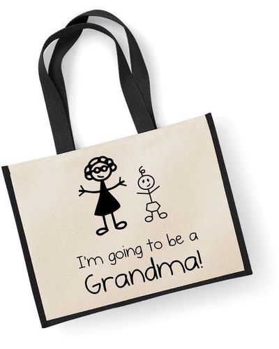 60 SECOND MAKEOVER Large Jute Bag I'm Going To Be A Grandma Black Bag New Mum