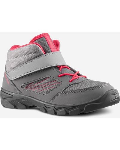 Quechua Decathlon Hiking Shoes With Rip-tab Mh100 Mid From Jr Size 7 To Adult Size 2pi - Grey