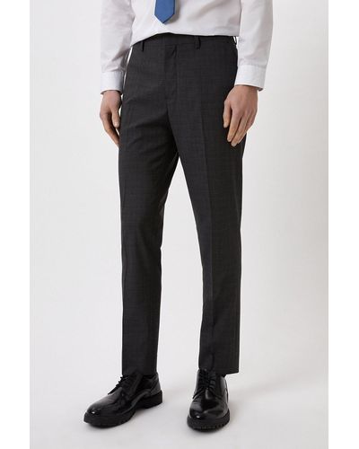Burton Slim Fit Charcoal Semi Plain Suit Trousers - Black
