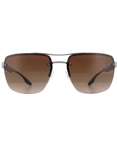 Prada Square Gunmetal Rubber Brown Gradient Polarized Ps60us Sunglasses