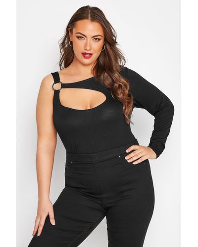 Yours Cut Out Ring Bodysuit - Black
