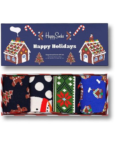 Happy Socks 4-pack Gingerbread Gift Set - Blue