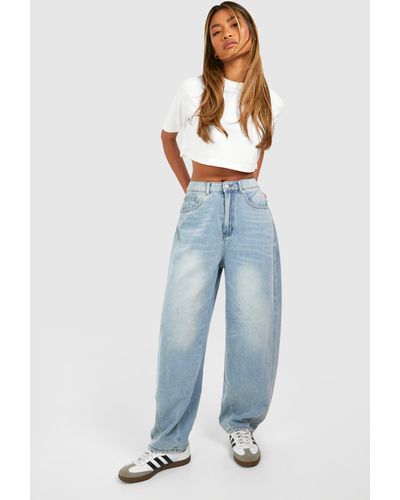 Boohoo Mid Rise Carrot Fit Jeans - Blue