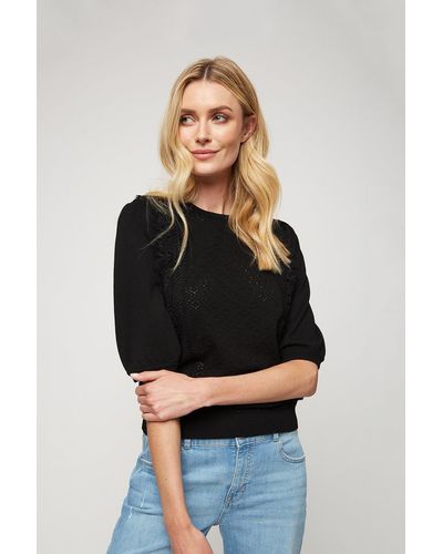 Dorothy Perkins Black Lace Front Knitted T Shirt