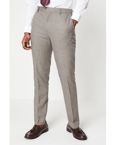 Burton Khaki Slub Suit Trouser - Grey