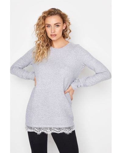 Long Tall Sally Tall Lace Hem Knitted Jumper - White