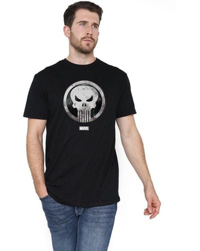 Marvel Punisher Worn Skull T-shirt - Black