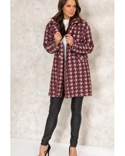 Klass Houndstooth Boucle Double Breasted Coat - Multicolour