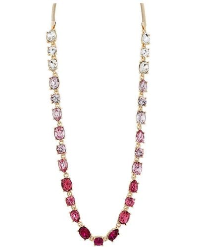 Mood Gold Plated Tonal Pink Special Cut Stones Necklace - White
