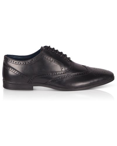 Silver Street London Delamere Leather Formal Brogue Shoe - Black