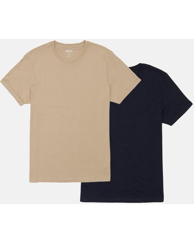 Burton 2 Pack Navy And Stone Roll Sleeve T-shirt - Blue