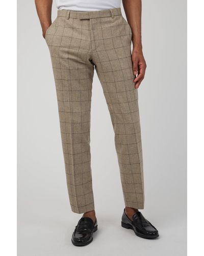 Racing Green Check Tweed Trouser - Natural