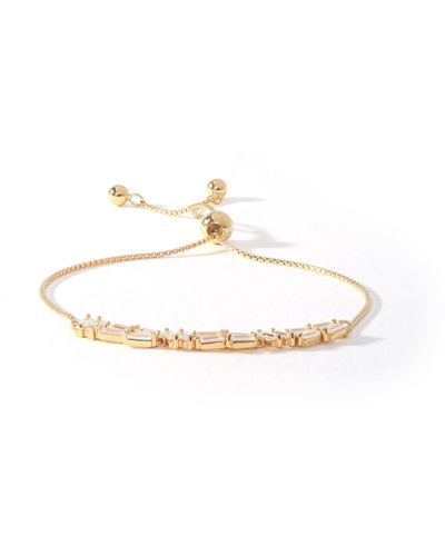 The Fine Collective Gold Plated Sterling Silver Cubic Zirconia Adjustable Bracelet - White