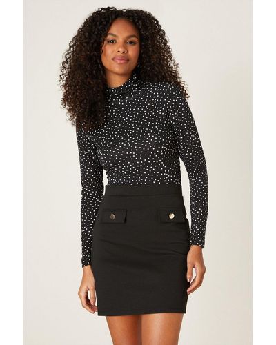 Dorothy Perkins Black Ponte Pocket Detail Mini Skirt