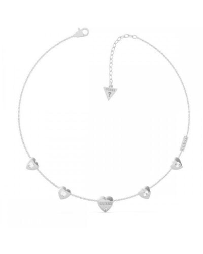 Guess 'is For Lovers' Plated Base Metal Necklace - Ubn70028 - White