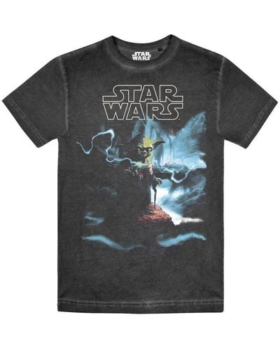 Star Wars Yoda Lightning Washed T-shirt - Black