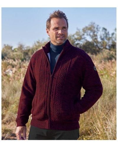 Atlas For Men Knitted Fleece Lined Jacket - Red