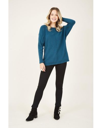 Yumi' Teal 'chantelle' Knitted Jumper - Blue