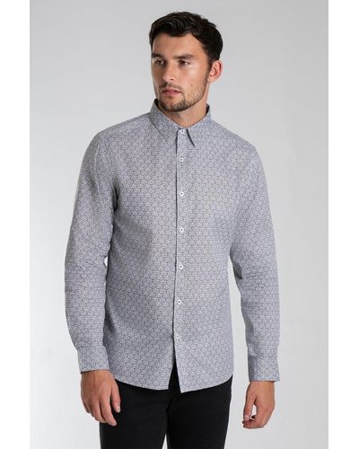 Steel & Jelly Black Leaf Long Sleeve Printed Shirt - Grey