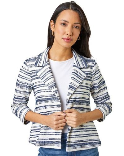 Roman Textured Stripe Blazer Jacket - Grey