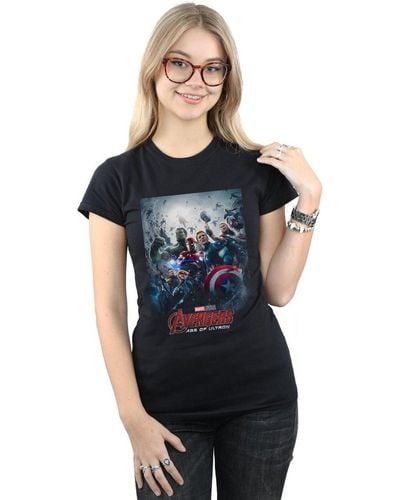 Marvel Avengers Age Of Ultron Poster Cotton T-shirt - Black
