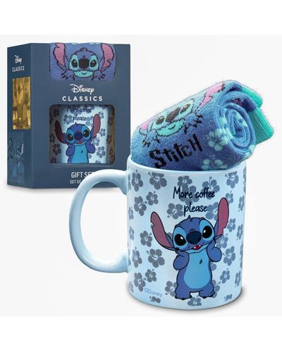 Disney Stitch Gift Set Mug And Socks - Blue