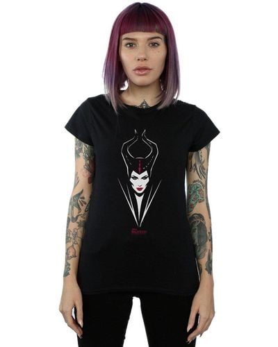 Disney Maleficent Mistress Of Evil Face Cotton T-shirt - Black