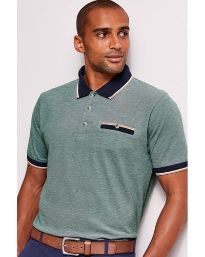 Cotton Traders Guinnesstm Short Sleeve Birdseye Pocket Polo Shirt - Blue