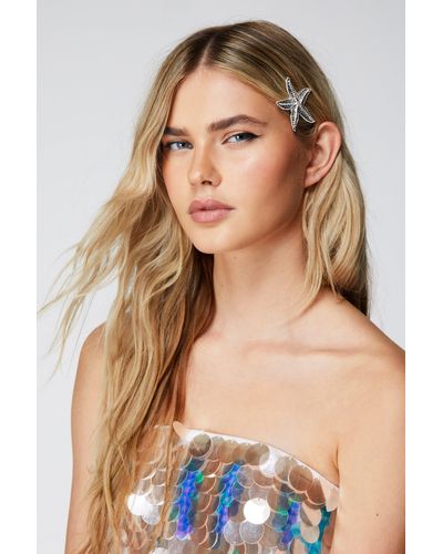 Nasty Gal Hammered Star Hair Clip - Blue